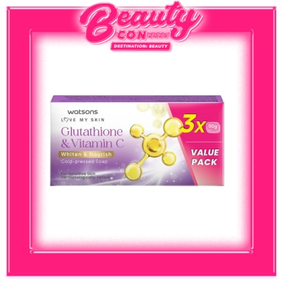 WATSONS WATSONS Glutathione & Vitamin C Whiten and Nourish Cold-Pressed Soap 90g x 3 Value Pack