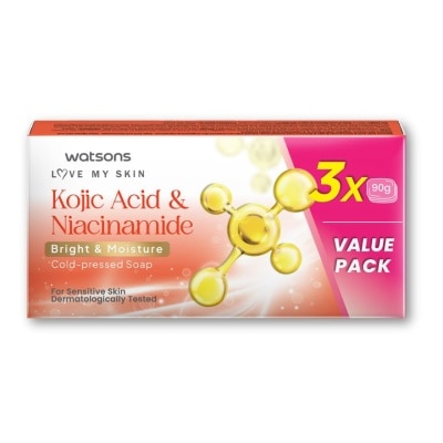 WATSONS WATSONS Kojic Acid & Niacinamide Bright and Moisture Cold-Pressed Soap 90g x 3 Value Pack