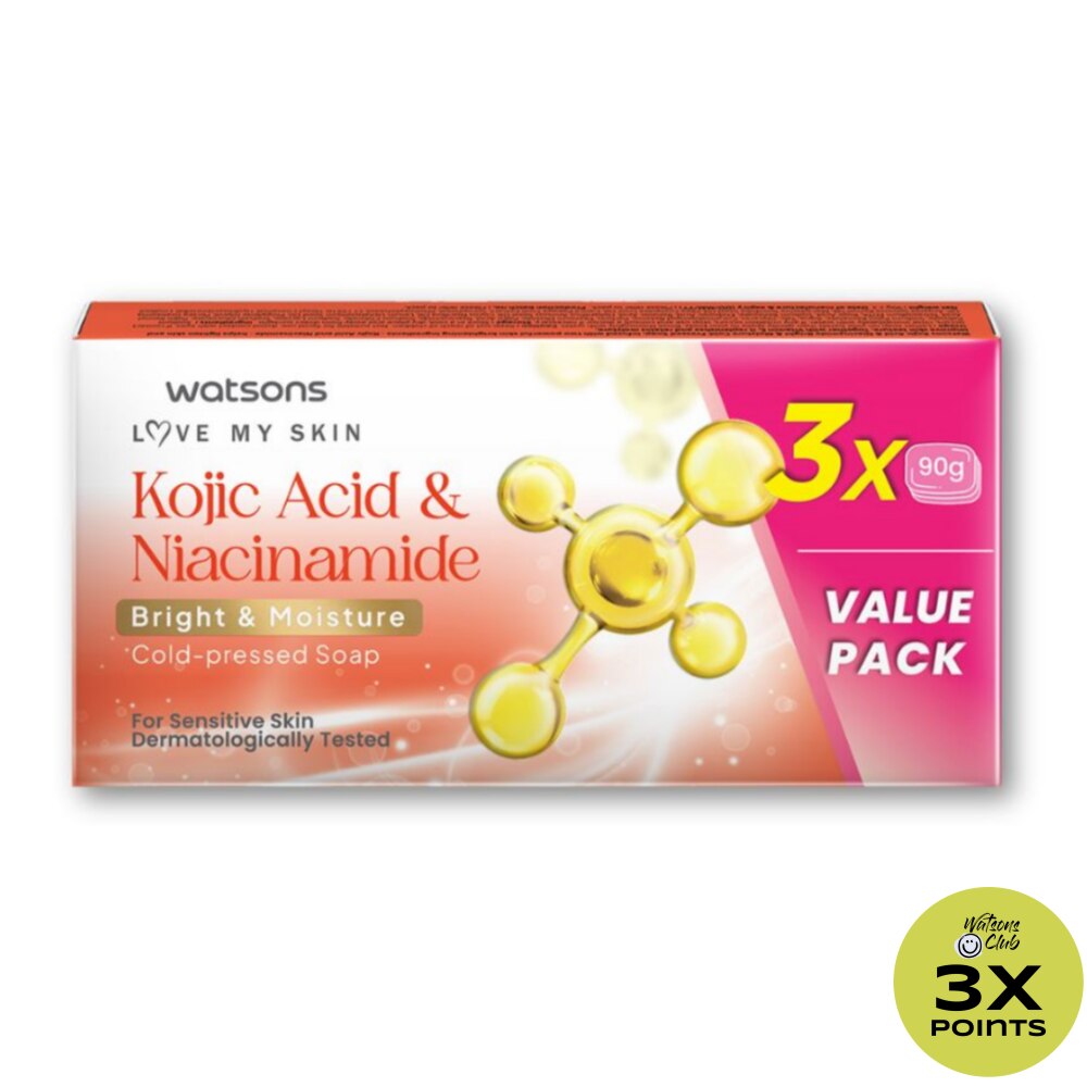 WATSONS Kojic Acid & Niacinamide Bright and Moisture Cold-Pressed Soap 90g x 3 Value Pack