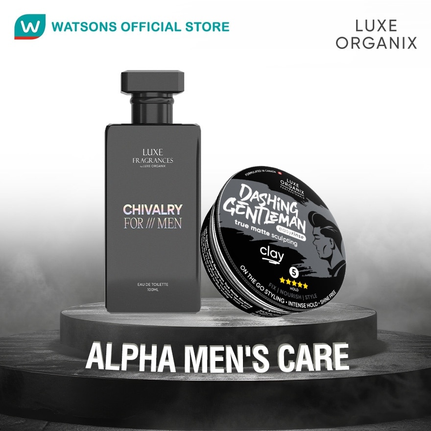 LUXE ORGANIX Chivalry For Men Eau De Toilette & Dashing Gentleman Wax Alpha Mens Care Duo