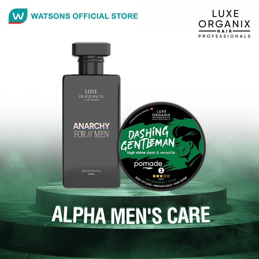 LUXE ORGANIX Anarchy For Men Eau De Toilette & Dashing Gentleman Pomade Alpha Mens Care Duo