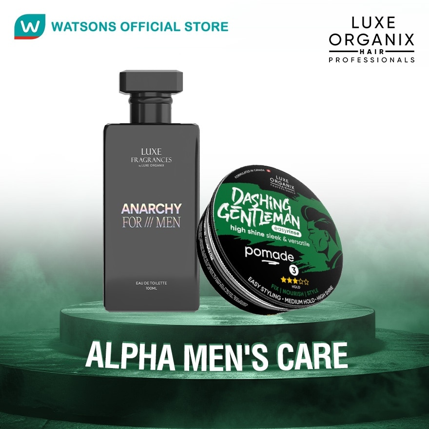LUXE ORGANIX Anarchy For Men Eau De Toilette & Dashing Gentleman Pomade Alpha Mens Care Duo