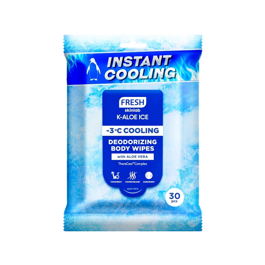 FRESH Skinlab K-Aloe Ice -3°C Cooling Deodorizing Body Wipes 30 Piece