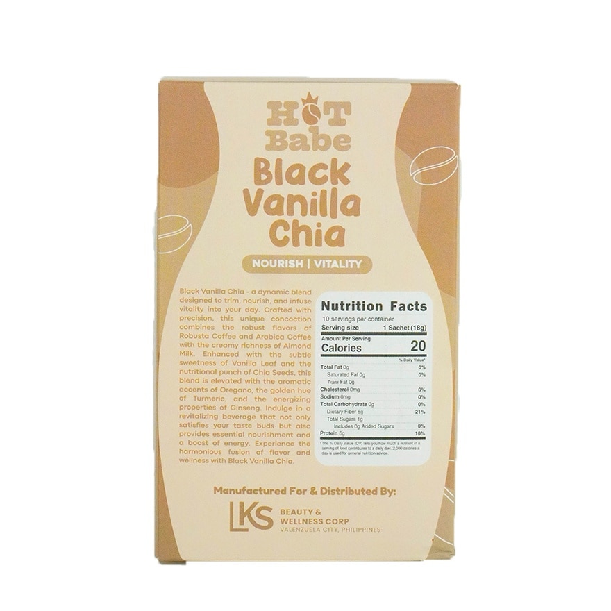HOT BABE Black Vanilla Chia 10 Sachets x 180g