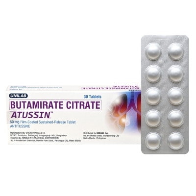 ATUSSIN ATUSSIN Butamirate Citrate Film Coated Tablet 50mg Sold Per Piece