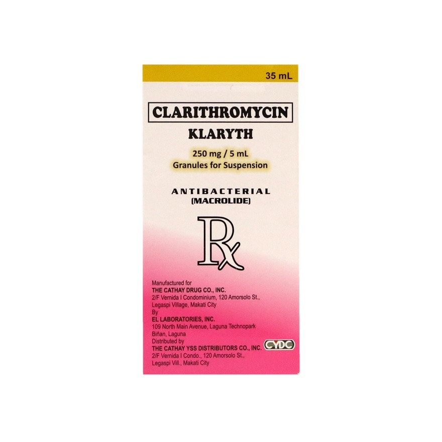 KLARYTH Clarithromycin Antibacterial Macrolide 250mg/5ml x 35ml [PRESCRIPTION REQUIRED]