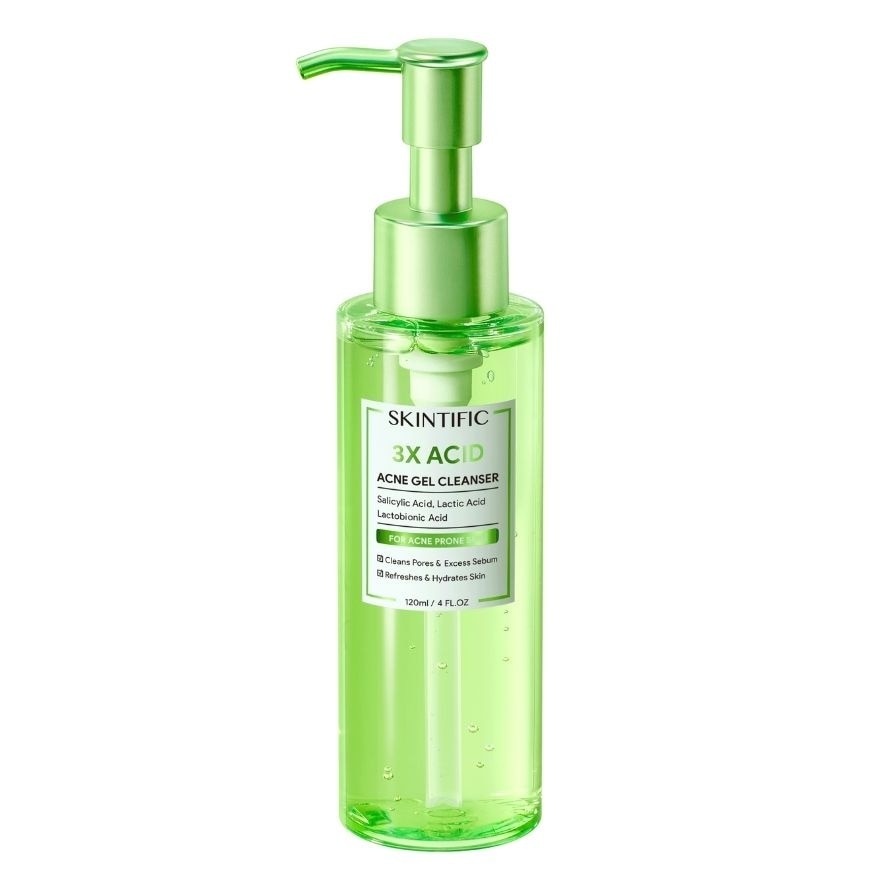 SKINTIFIC 3X Acid Acne Gel Cleanser 120ml