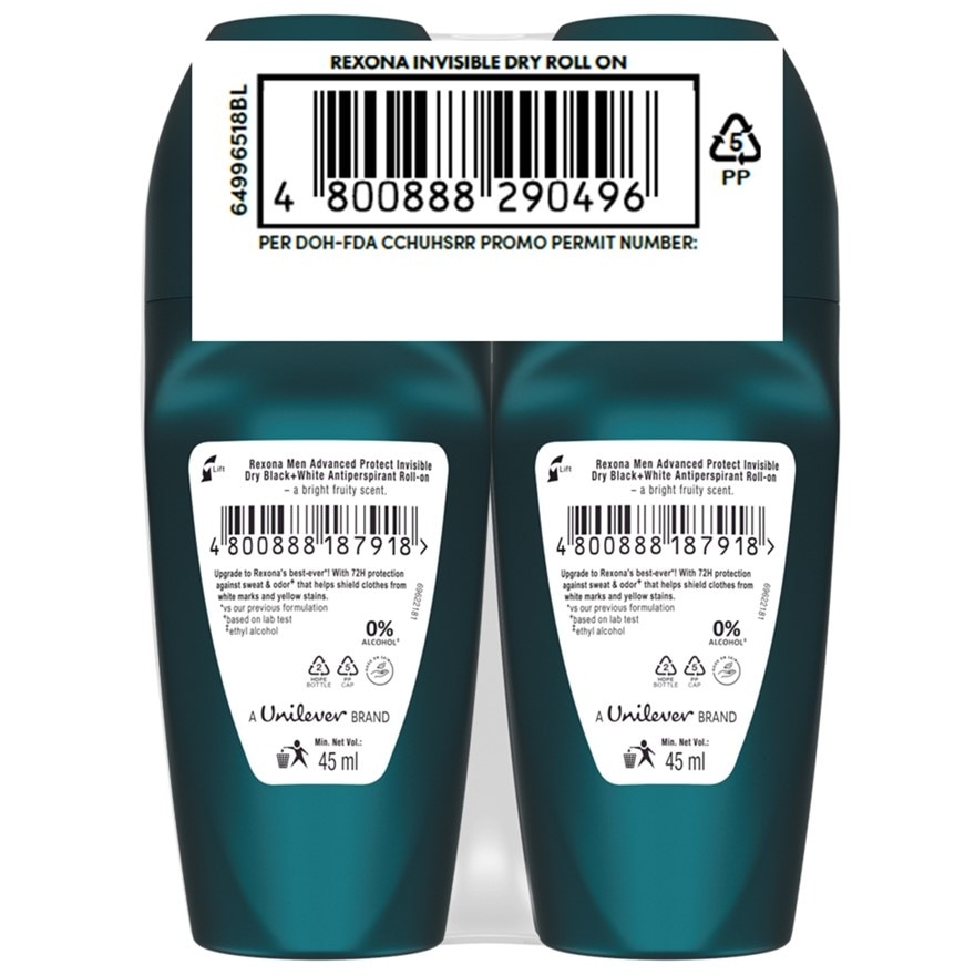 REXONA Men Advanced Protect Invisible Dry Black + White Roll On 45ml