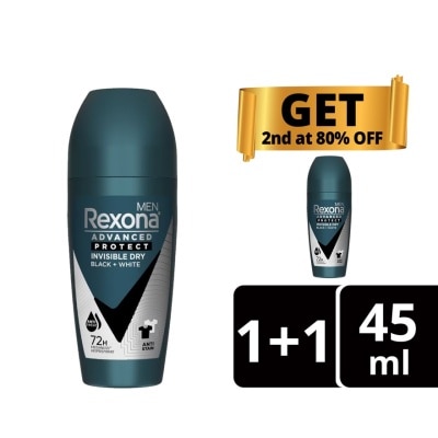 REXONA REXONA Men Advanced Protect Invisible Dry Black + White Roll On 45ml