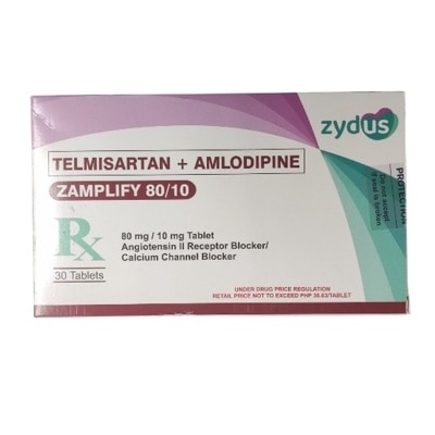 ZAMPLIFY ZAMPLIFY 80/10 Telmisartan + Amlodipine 80mg/10mg Tablet Sold Per Piece [PRESCRIPTION REQUIRED]