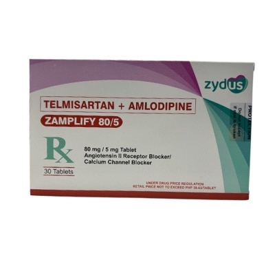 ZAMPLIFY ZAMPLIFY 80/5 Telmisartan + Amlodipine 80mg/5mg Tablet Sold Per Piece [PRESCRIPTION REQUIRED]