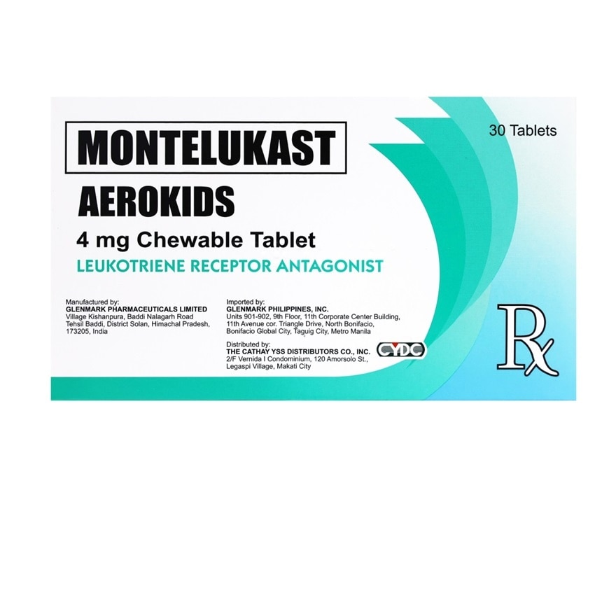 AEROKIDS Montelukast Chewable Tablet Leukotriene Receptor Antagonist 4mg Sold Per Piece [PRESCRIPTION REQUIRED]