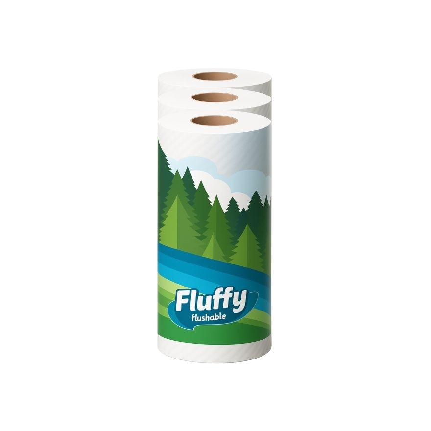 FLUFFY Ultra Soft Flushable Bathroom Tissue 3 Ply x 9