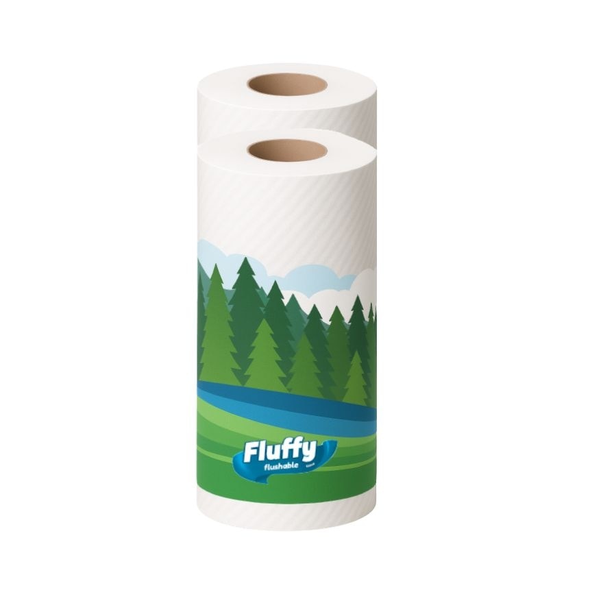 FLUFFY Ultra Soft Flushable Bathroom Tissue 3 Ply x 4 Rolls