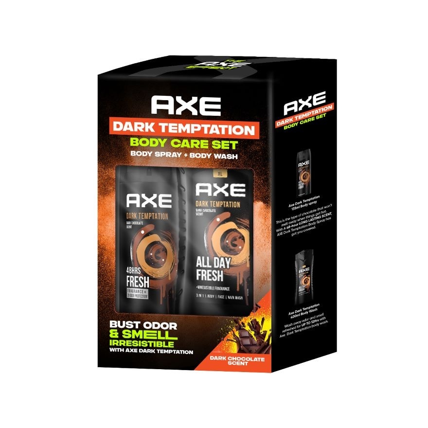 AXE Dark Temptation Body Spray + Body Wash Bundle Set 135ml + 140ml