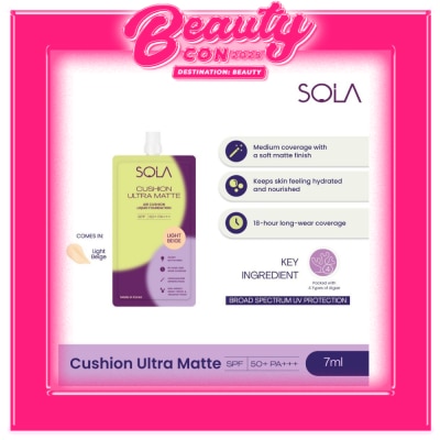 SOLA SOLA Cushion Ultra Matte Liquid Foundation SPF 50+ Light Beige 7ml