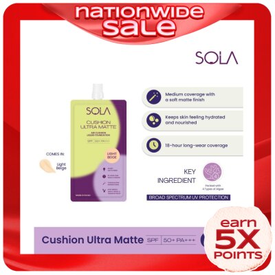 SOLA SOLA Cushion Ultra Matte Liquid Foundation SPF 50+ Light Beige 7ml