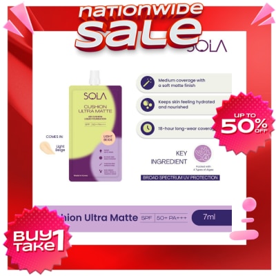 SOLA SOLA Cushion Ultra Matte Liquid Foundation SPF 50+ Light Beige 7ml