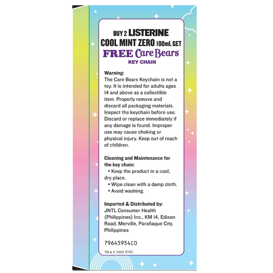 LISTERINE Collect Care Bear Key Chain Buy 2 Cool Mint Zero Mouthwash 100ml