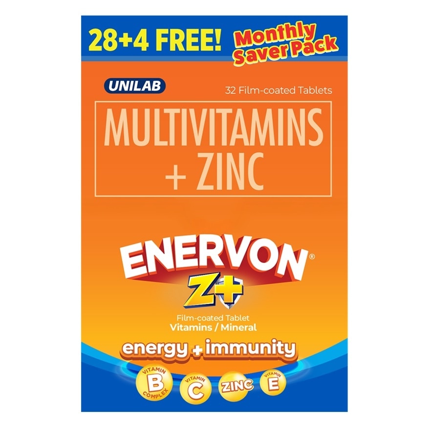 ENERVON Z Plus Energy + Immunity Film Coated Tablet 28+4 Free image