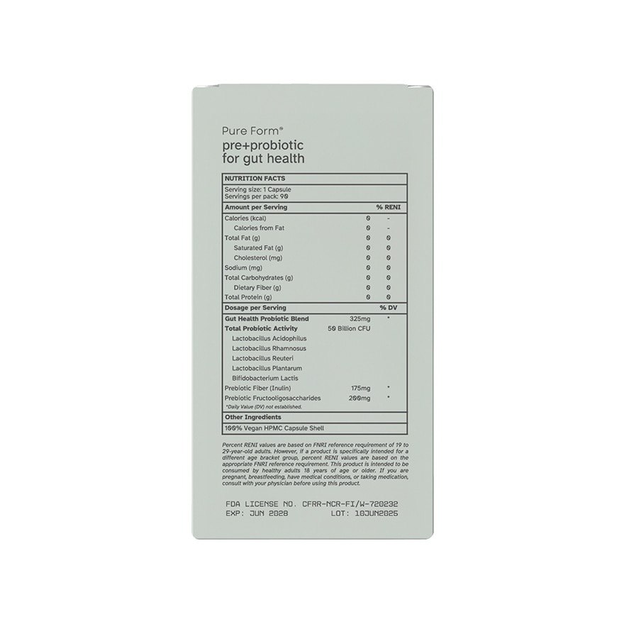PURE FORM Pre+Probiotic for Gut Health Capsule