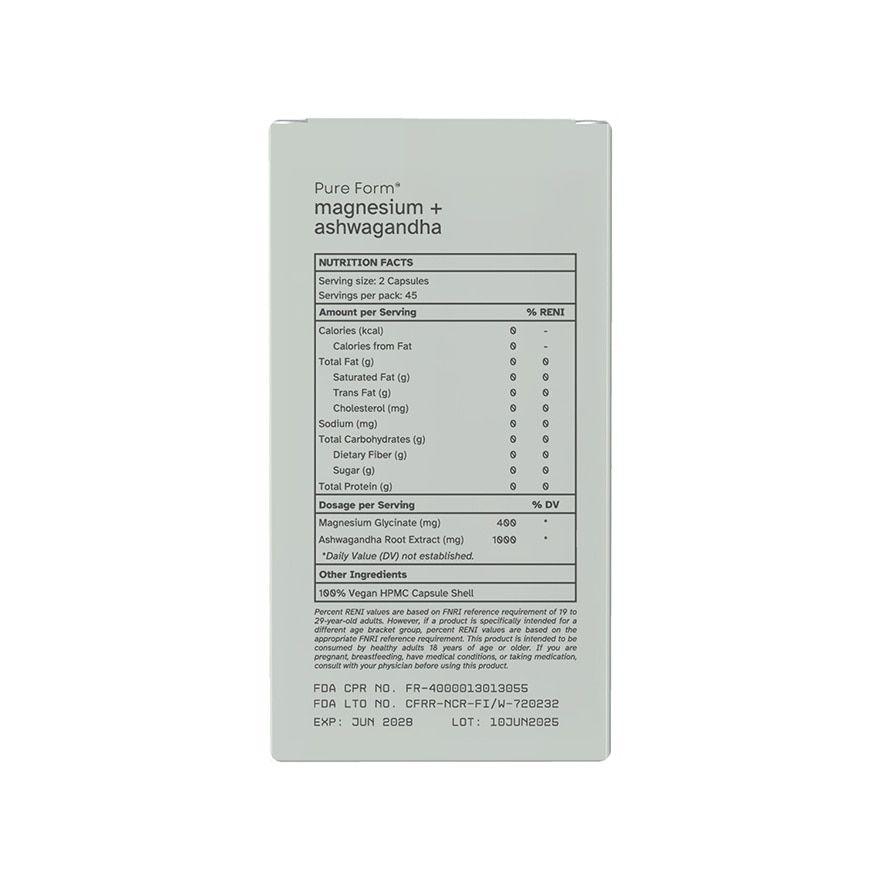 PURE FORM Magnesium + Ashwagandha Capsule