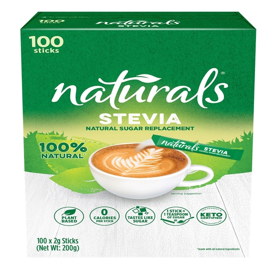 NATURALS STEVIA Sugar Replacement 100 Sticks x 2g