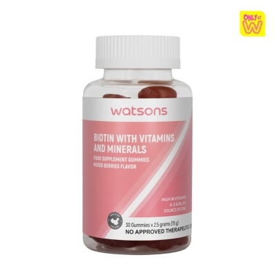 WATSONS GENERICS WATSONS Biotin with Vitamins and Minerals Mix Berries 30s Gummies x 2.5g