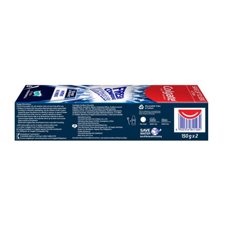 COLGATE Fresh Confidence White Blast Icy Fresh with Cooling Toothpaste 150g Twin Pack