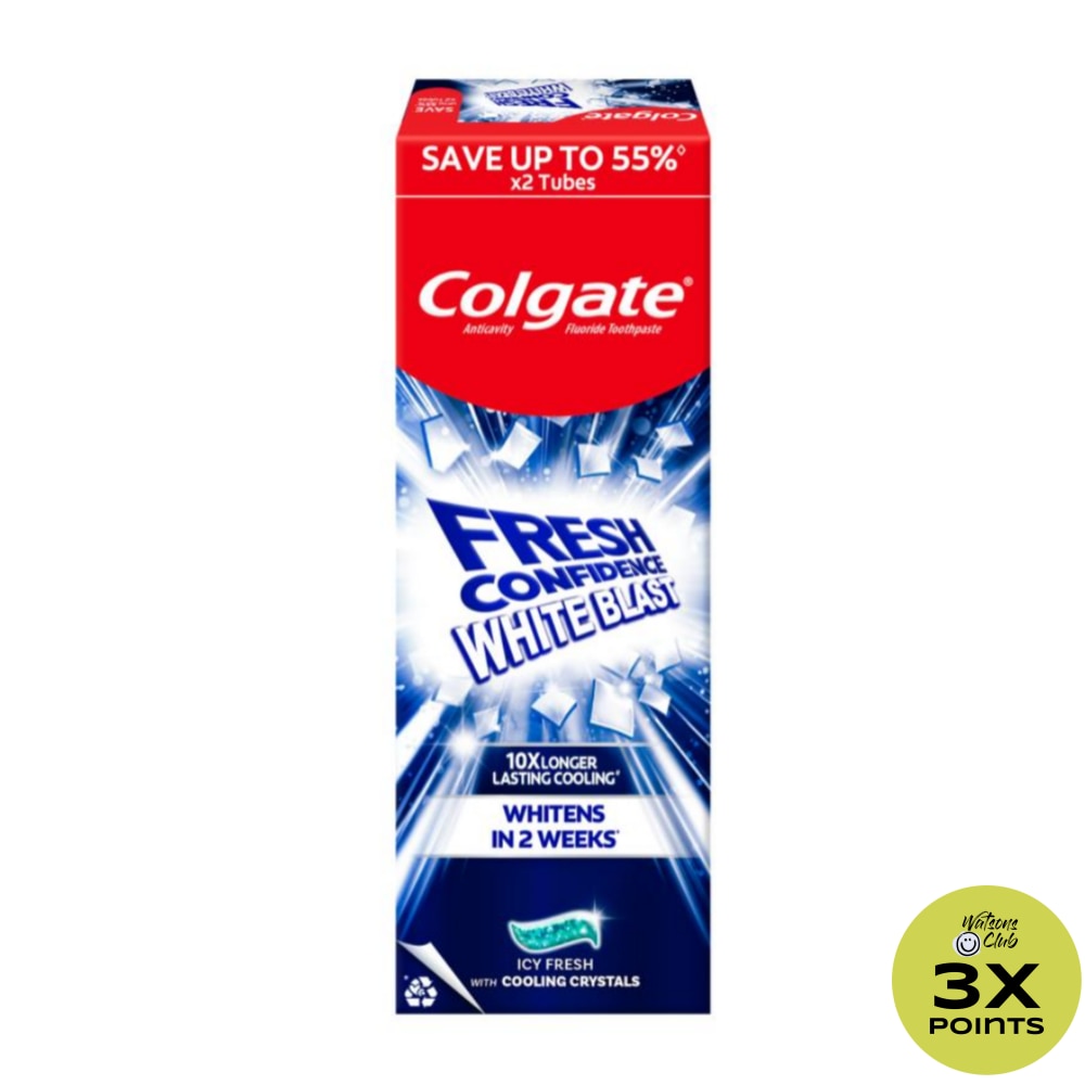 COLGATE Fresh Confidence White Blast Icy Fresh with Cooling Toothpaste 150g Twin Pack