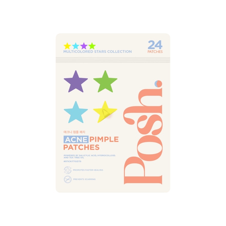 POSH SKIN Acne Pimple Patches Multicolored Stars Collection 24 Pieces