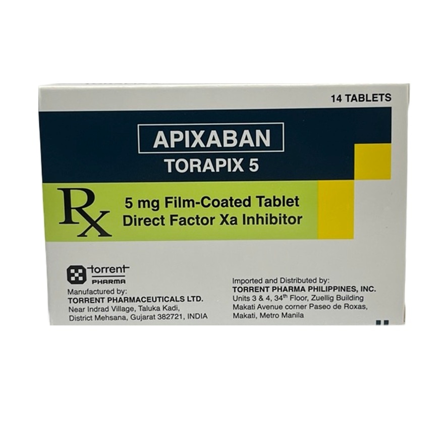 TORAPIX 5 Apixaban 5mg Film Coated Tablet Sold Per Piece [PRESCRIPTION REQUIRED]