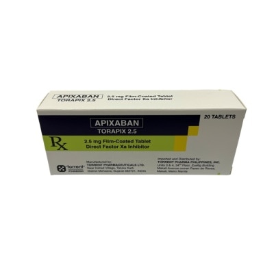 TORAPIX TORAPIX 2.5 Apixaban 2.5mg Film Coated Tablet Sold Per Piece [PRESCRIPTION REQUIRED]