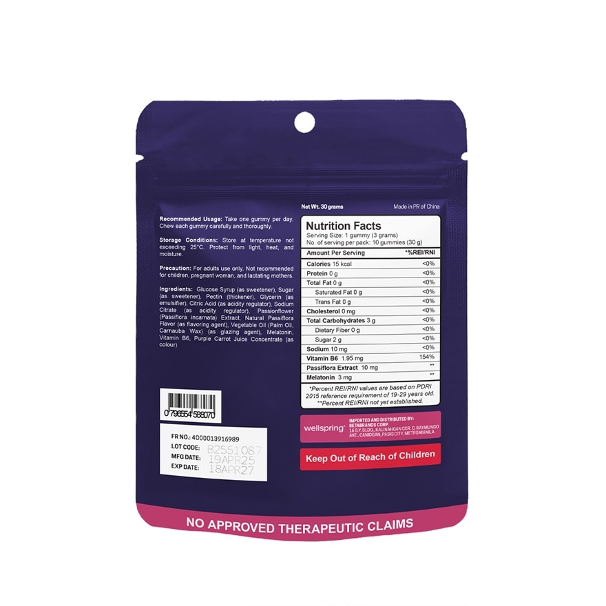 WELLSPRING Melatonin Gummies 10s x 3mg