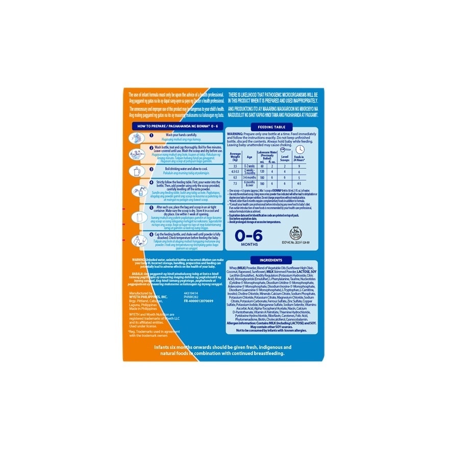BONNA Infant Formula 0-6 Months 150g