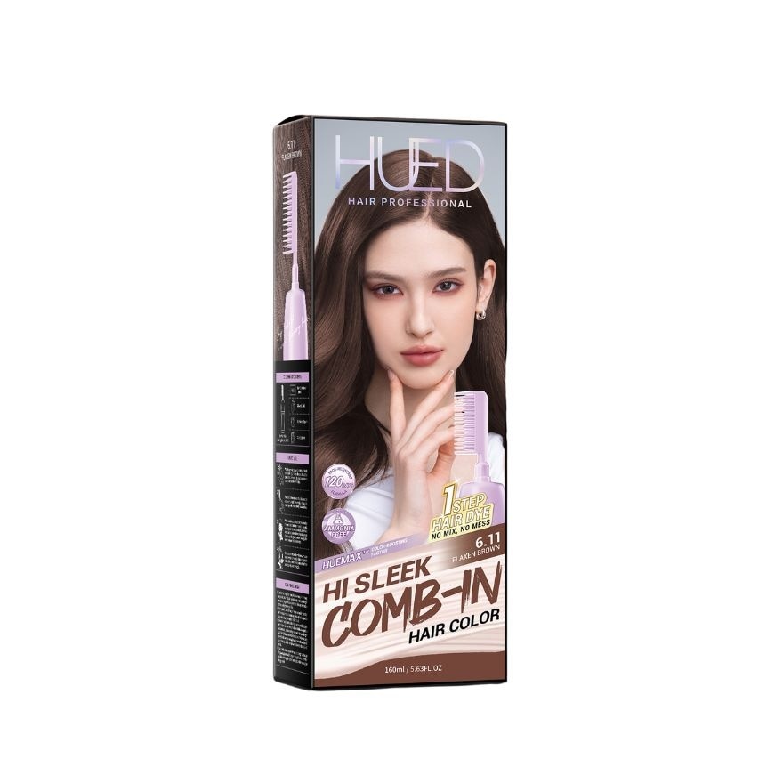 HUED Hi Sleek Comb-In Hair Color - 6.11 Flaxen Brown 160ml