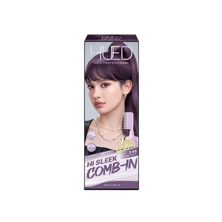 HUED Hi Seek Comb-In Hair Color - 3.66 Deep Violet 160ml