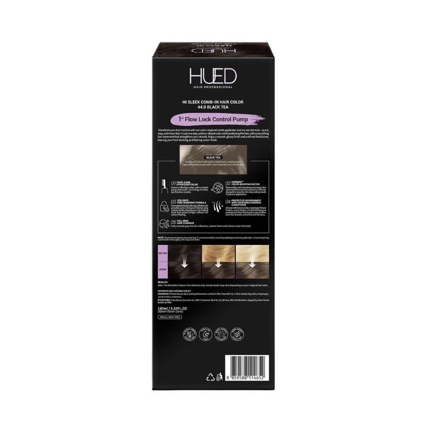 HUED Hi Sleek Comb-In Hair Color - 44.0 Black Tea 160ml