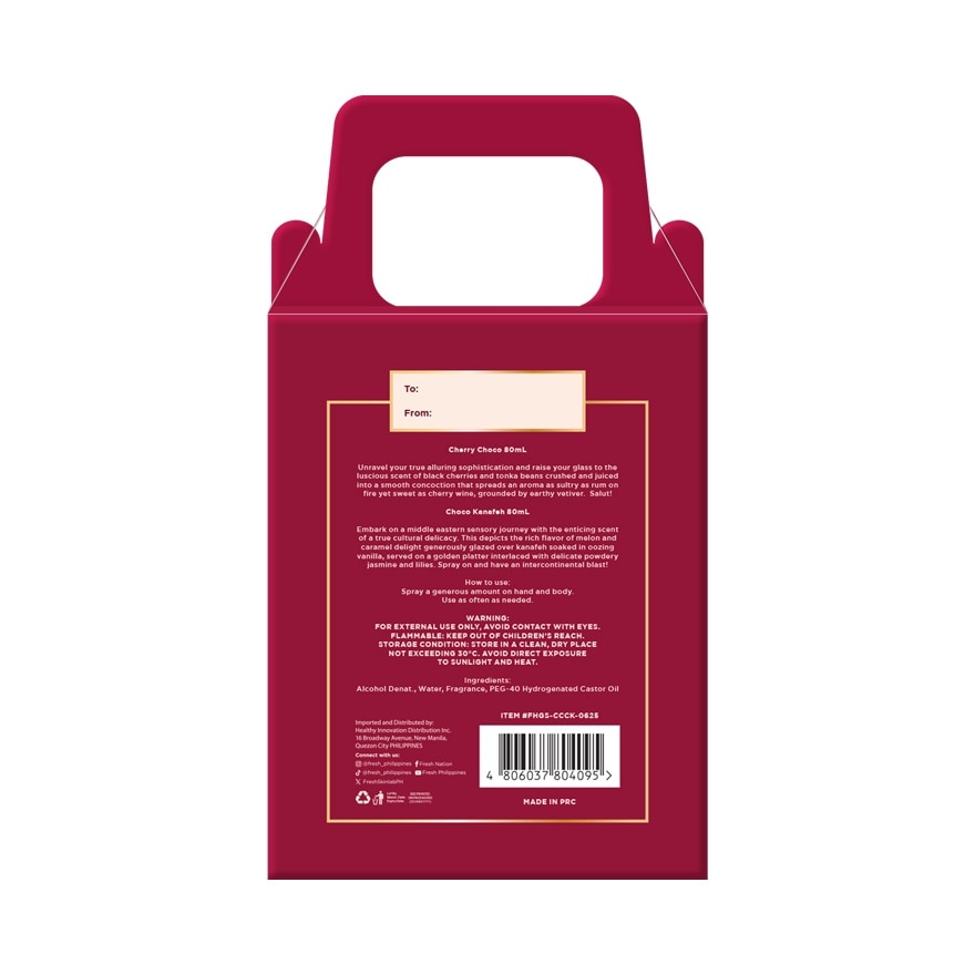 FRESH Scentlab Chocolate Fragrance Mist 80ml x 2s