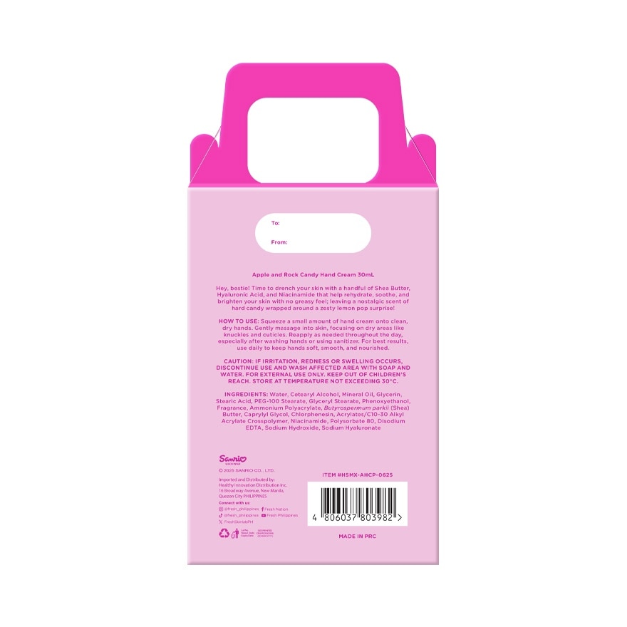 FRESH Skinlab Sanrio Apple and Rock Candy Hand Cream 30ml