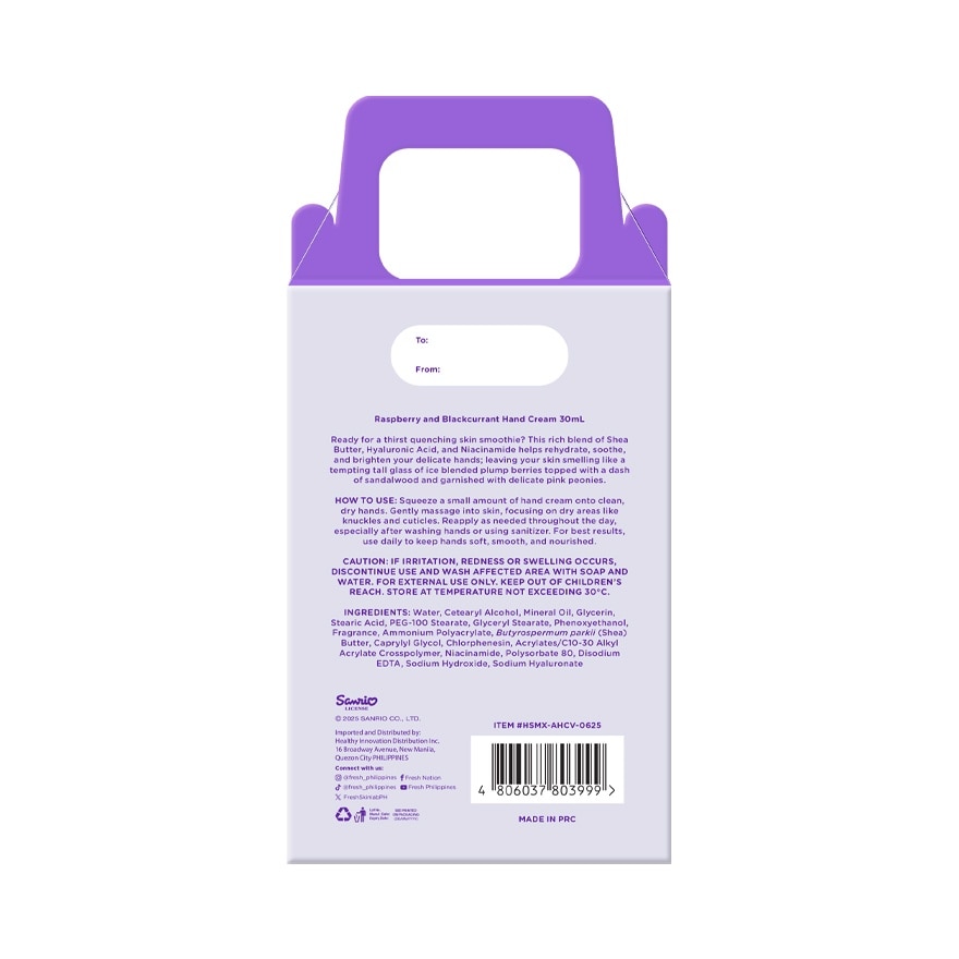 FRESH Skinlab Sanrio Raspberry and Blackcurrant Hand Cream 30ml
