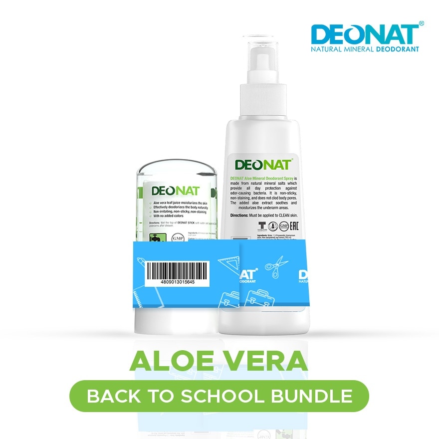 DEONAT Aloe Mineral Deodorant Spray & Stick Back to School Bundle 160g