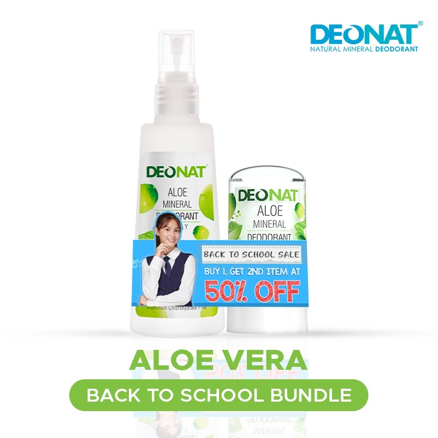 DEONAT Aloe Mineral Deodorant Spray & Stick Back to School Bundle 160g