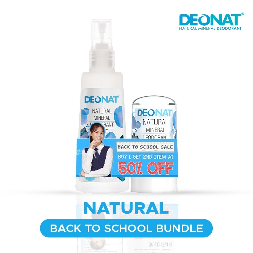DEONAT Natural Mineral Deodorant Spray & Stick Back to School Bundle 160g