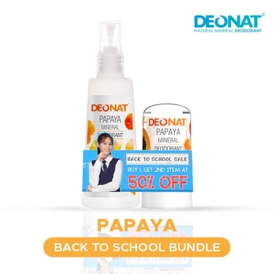 DEO NAT DEONAT Papaya Mineral Deodorant Spray & Stick Back to School Bundle 160g