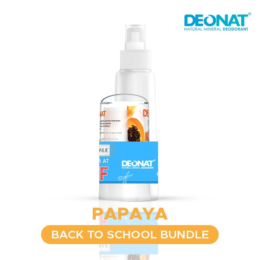 DEONAT Papaya Mineral Deodorant Spray & Stick Back to School Bundle 160g