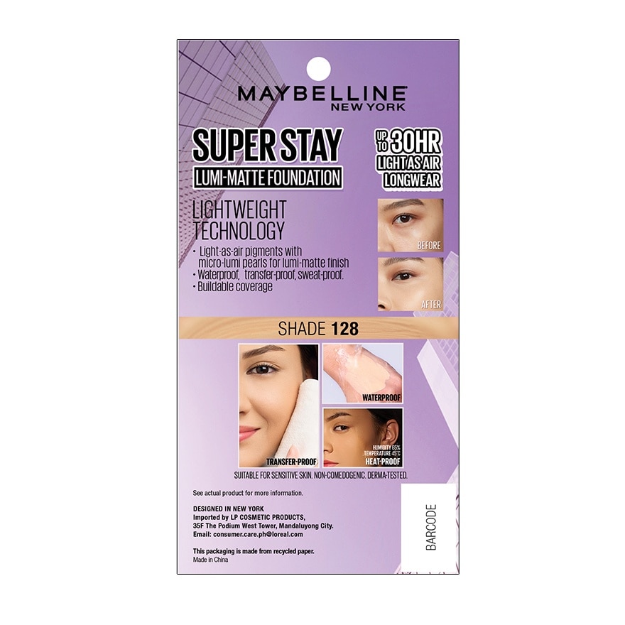 MAYBELLINE Super Stay Lumi-Matte Foundation Tube Shade 128 18ml