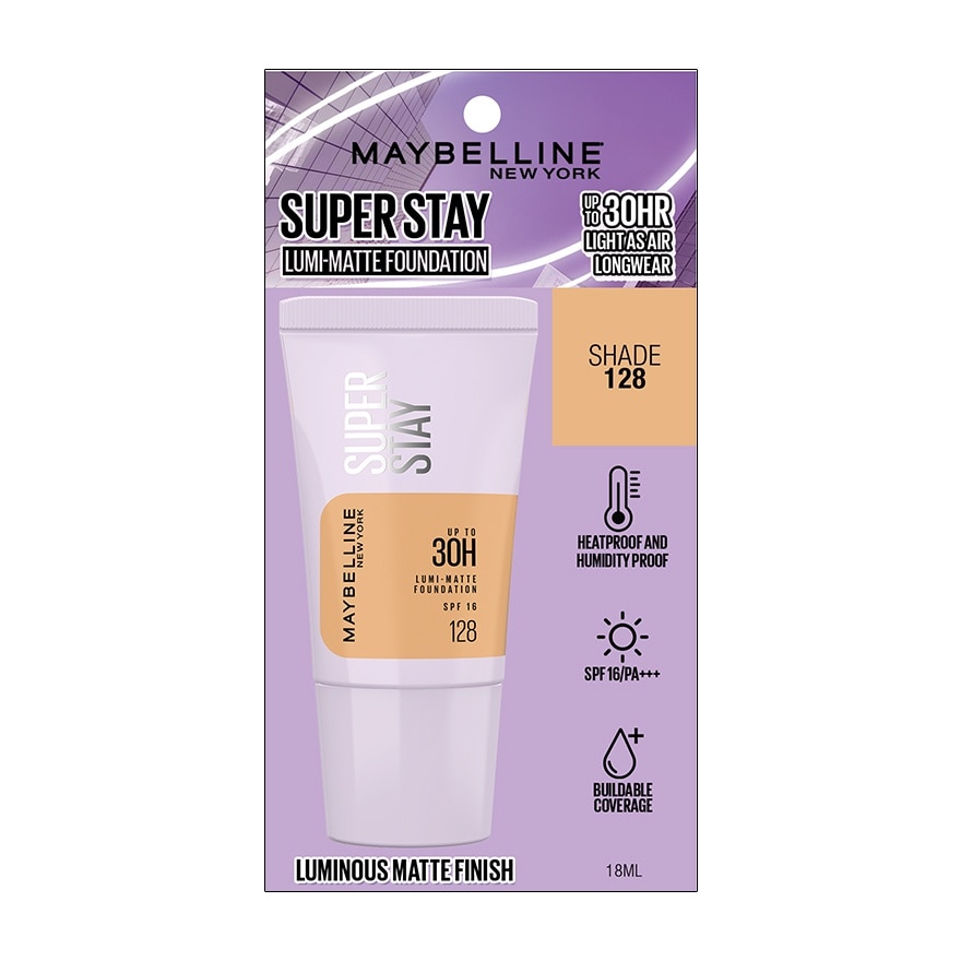 MAYBELLINE Super Stay Lumi-Matte Foundation Tube Shade 128 18ml