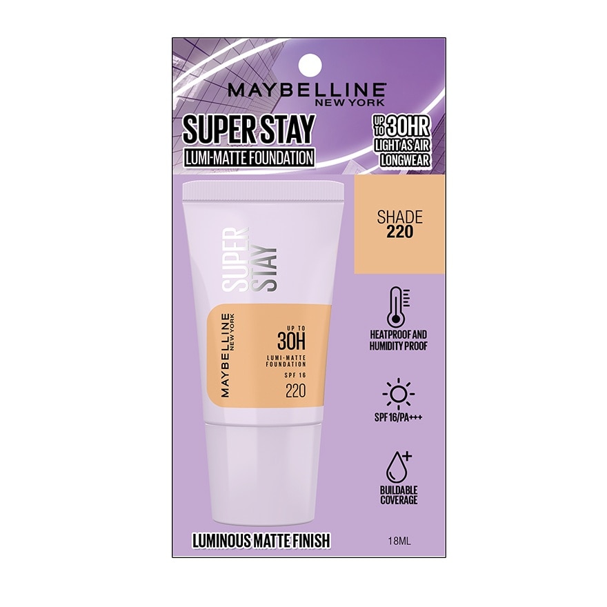 MAYBELLINE Super Stay Lumi-Matte Foundation Tube Shade 220 18ml