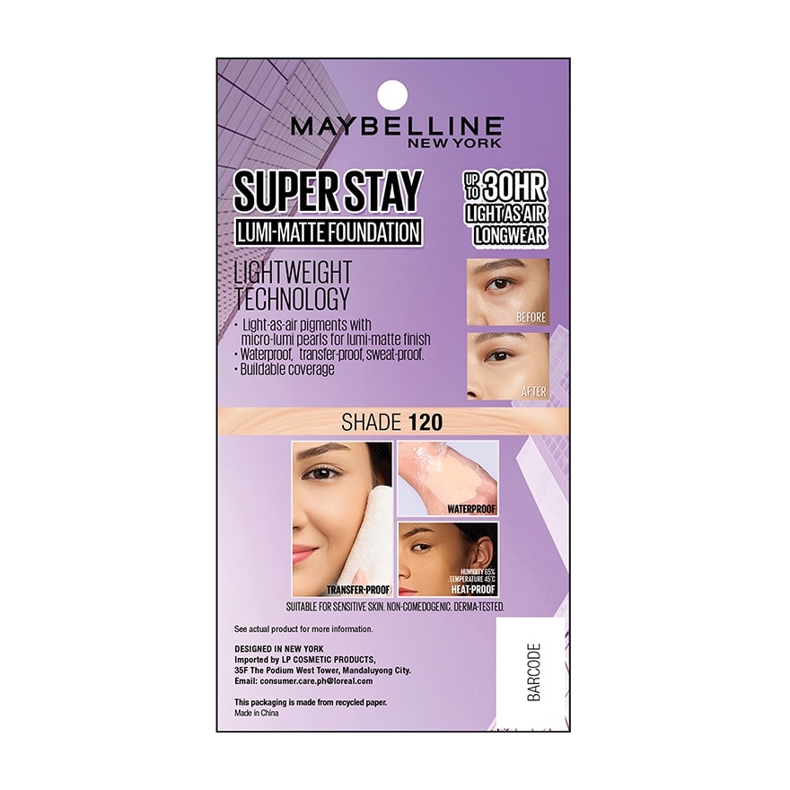 MAYBELLINE Super Stay Lumi-Matte Foundation Tube Shade 120 18ml